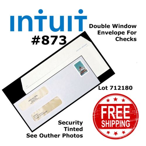 ENVELOPES 25 DOUBLE WINDOW Intuit #873 for CHECKs Security Tinted Gummed 712180