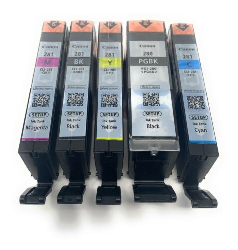 Canon OEM  PGI-280 & CLI-281 Colors (CMY) and PGI/CLI Black Ink Cartridge Set up