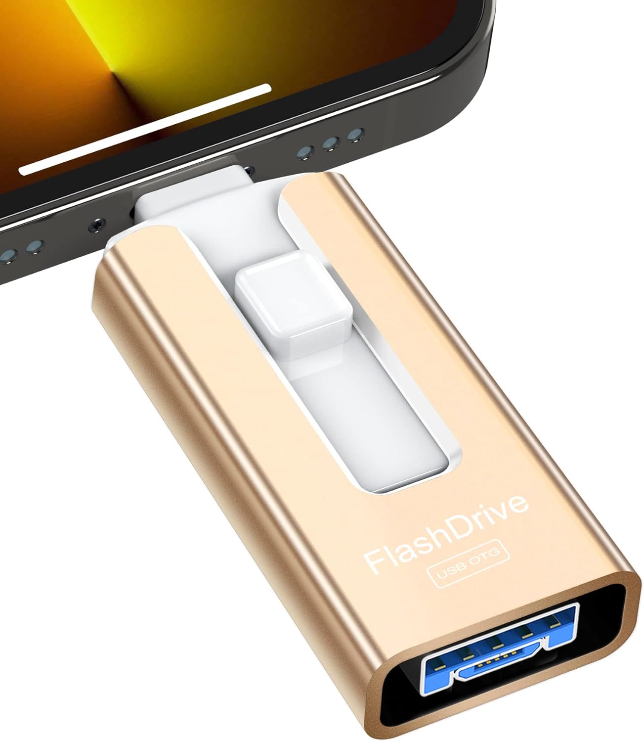 Sunany Flash Drive 512GB Thumb Drive USB Memory Stick High Speed External Storage USB Stick Photo Stick for Phone, Pad, Android, PC and More Devices (Gold)