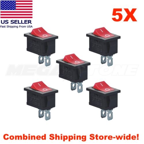 5PCS SPST Mini Rocker Switch 2-Pin ON-OFF 125VAC/10A 250VAC/6A KCD1 – USA SELLER