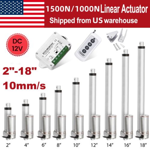 ECO-WORTHY DC 12V 2″-18″ Stroke Linear Actuator 1500N 330lbs Max Lift 10mm/s