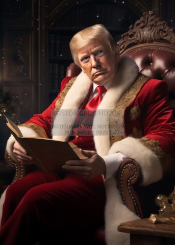 PRESIDENT DONALD TRUMP DRESSED UP AS SANTA CLAUS CHRISTMAS 5X7 AI PHOTO