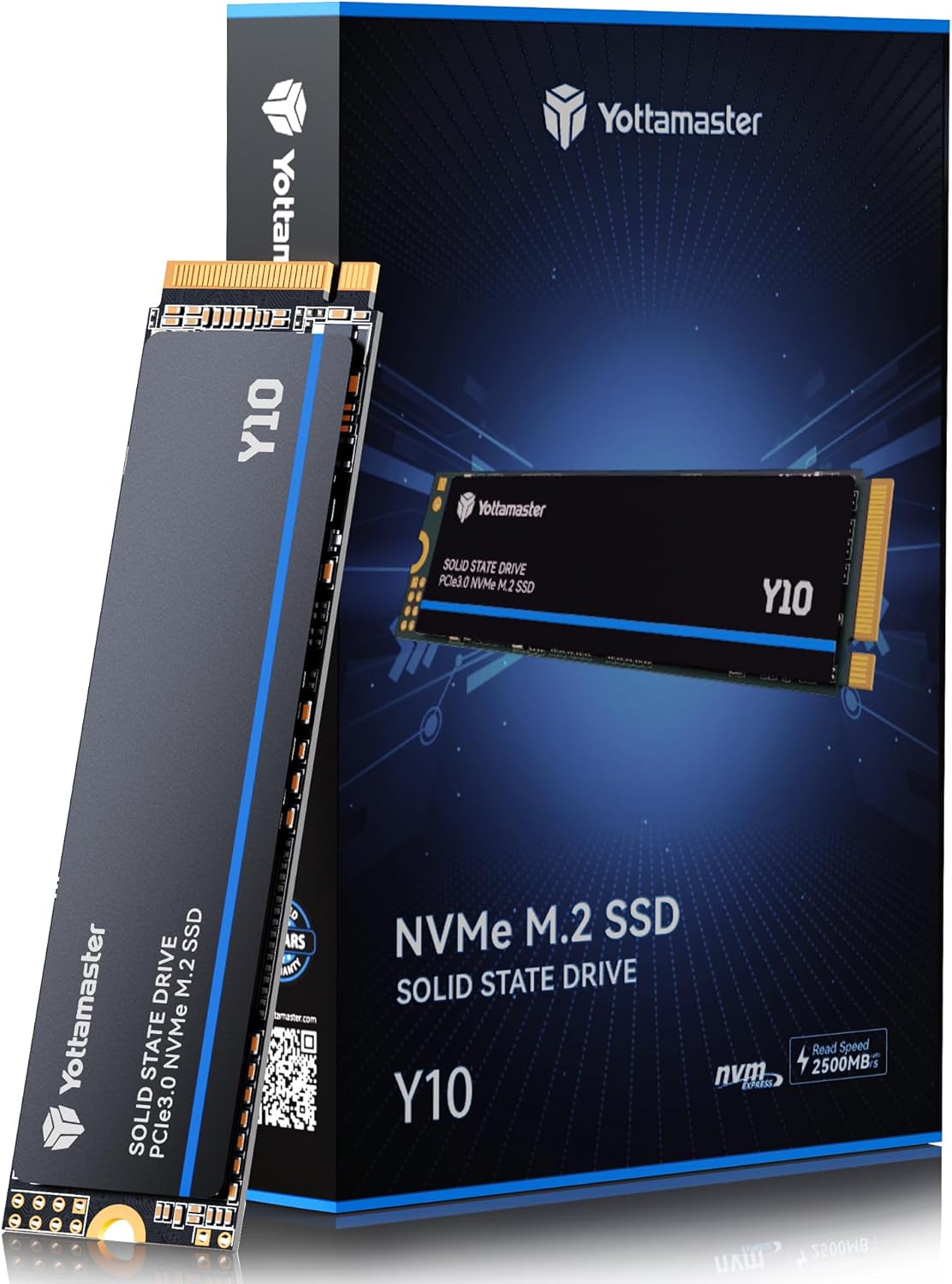 Yottamaster Y10 256GB SSD M.2 PCIe 3.0, Up to 2500MB/s, M.2 2280 NVMe Internal Solid State Drive with 3D TLC NAND Flash, Upgrade Storage for PC Computer, Laptop, Gaming