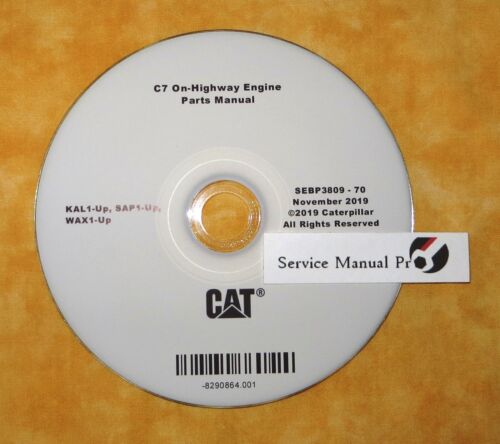 SEBP3809 New CAT C7 On-Highway Truck Engine Parts Manual Book CD. KAL SAP WAX