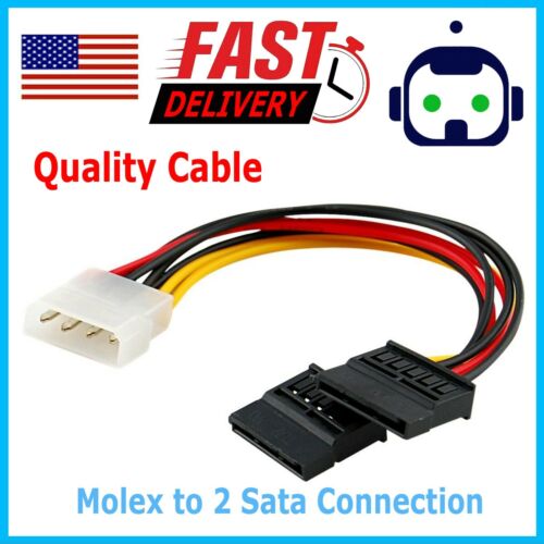 Molex to SATA Power Cable Splitter Adapter Extension 8″ 20cm