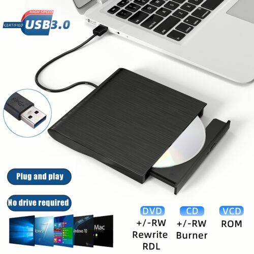 ROOFULL External CD DVD +/-RW Drive USB 3.0 & USB-C Portable CD/DVD ROM Player