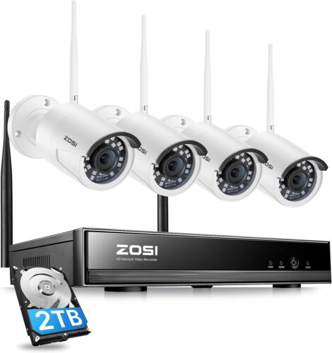 ZOSI 8CH 4K 2TB HDD NVR H.265+ 5MP PoE Security IP Network Wired Camera System