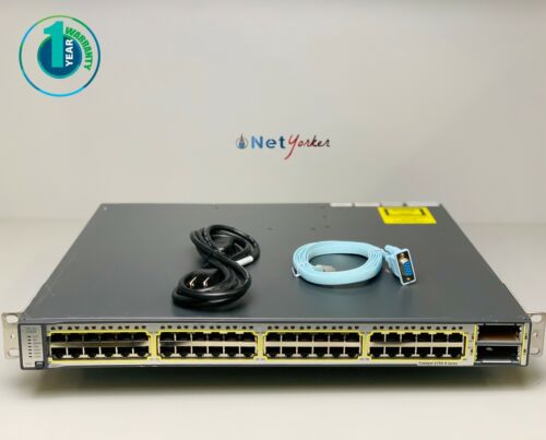 Cisco WS-C3750E-48TD-E 48 Port Gigabit Switch 1 YEAR WARRANTY -Same Day Shipping