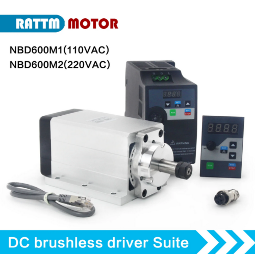 【US】110V Square 600W DC Brushless Spindle Motor ER11 Kit & DBD600M1 BL DC Driver