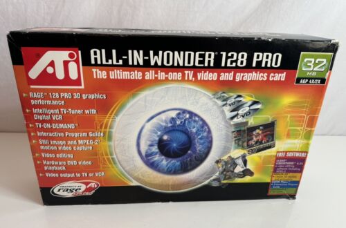 ATI All-In-Wonder 128 PRO Computer Graphics TV Card Composite Cables Software