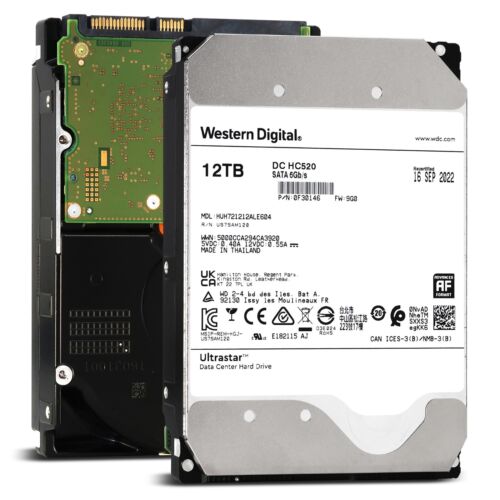 WD Ultrastar DC HC520 12TB 7.2K RPM SATA 6Gb/s 3.5″ HDD HUH721212ALE604 0F30146