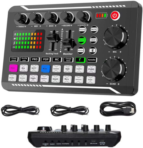 Live Sound Card and Audio Interface WithDJ Mixer and Voice Changer for Streaming