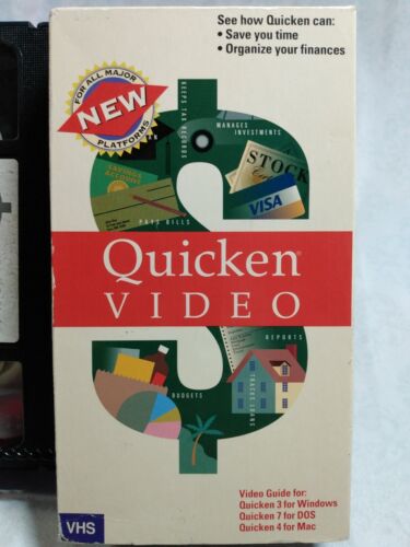 Vintage Intuit Quicken Video Finances Windows PC DOS MAC VHS Tape