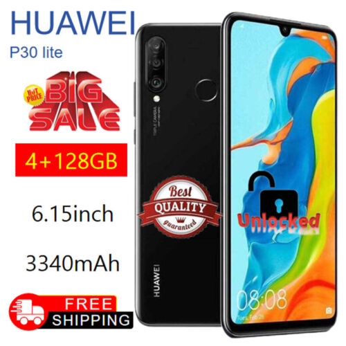 Unlocked Huawei P30 Lite 6.15”Android | New Sealed 4+128GB – Big Sale BLACK