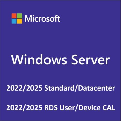 Microsoft Windows 2022 2025 Standard Datacenter & 50 RDS User/Device CAL