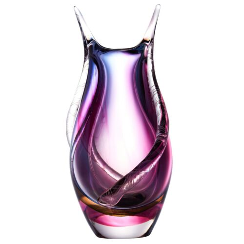 Luxury Lane Hand Blown Sommerso Art Glass Teardrop Vase 8 inch tall