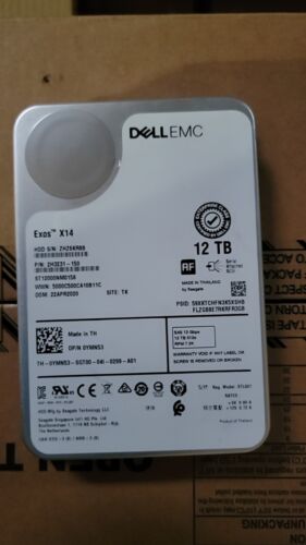 Dell EMC 12TB SAS ST12000NM0158 Seagate EXOS X14 3.5″  12Gbps YMN53  for Server