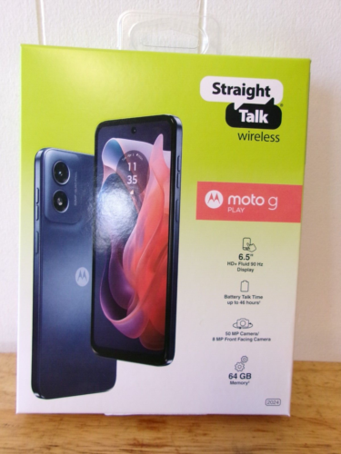 New & Sealed – Straight Talk Motorola Moto G Play (2024), 64GB, Blue – Prepaid