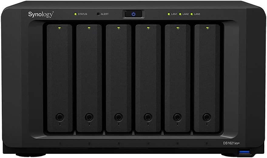 Synology DiskStation DS1621xs+ NAS Server with Xeon 2.2GHz CPU, 32GB Memory, 24TB SSD Storage, 1TB M.2 NVMe SSD, 1 x 10GbE LAN Port, DSM Operating System