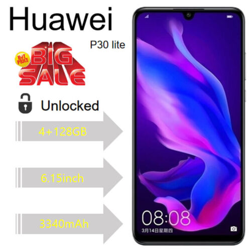 Huawei P30 Lite 6.15”Android Unlocked 4+128GB New Sealed – Big Sale  BLACK