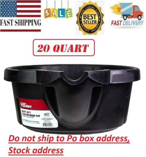 Oil Change Drain Container 20 Quart Large Pan Leak-Proof High Capacity Car NEW