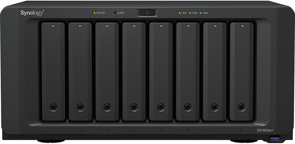 Synology DiskStation DS1823xs+ NAS Server with Ryzen 3.35GHz CPU, 32GB Memory, 64TB SSD Storage, 2TB M.2 NVMe SSD, DSM Operating System