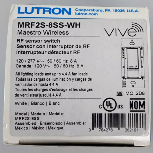 Lutron Vive MRF2S-8SS-WH Maestro Wireless RF Sensor Switch WHITE NEW SHIPS ASAP