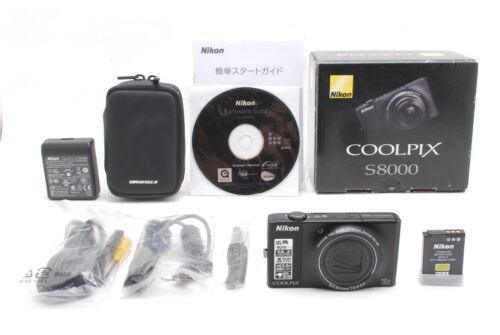 [NEAR MINT W/BOX] Nikon Coolpix S8000 Black 10X Wide Digital Camera w/Case JAPAN