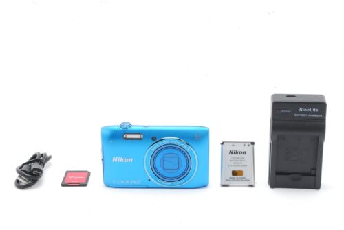 [NEAR MINT] Nikon Coolpix S3600 Blue 20.1MP Digital Camera 8x zoom From JAPAN