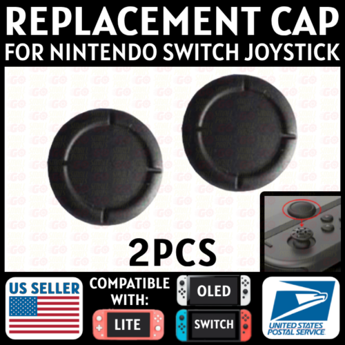 2x Joystick Cap For Nintendo Switch/Lite/OLED Black Silicone Joy Con Replacement