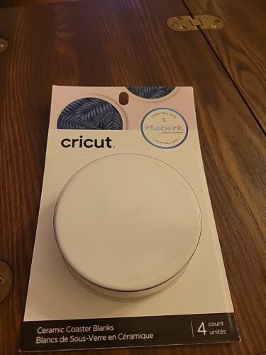 Cricut 4 Count Ceramic Coaster Blanks 3.6″ Diameter #2006582 Brand New Sealed