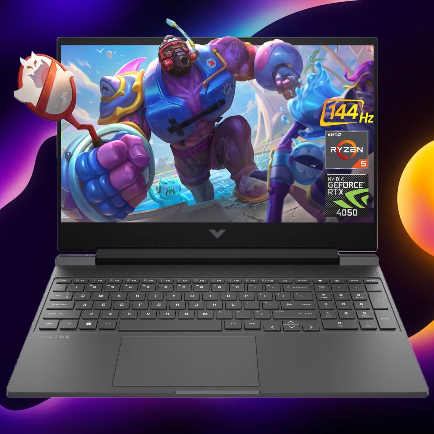 HP Victus 15.6 Ryzen 5 RTX 4050 Gaming Laptop, 15.6″ FHD 144Hz, AMD Ryzen 5 8645HS (Beats Intel i7-1355U & Intel i5-14400F), NVIDIA GeForce RTX 4050, 64GB DDR5 RAM, 2TB SSD, Backlit KB, W11H