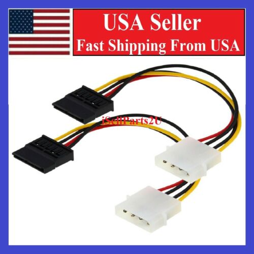 2 x IDE/Molex 4-Pin Male To Serial ATA SATA 15-Pin Female Power Adapter Cable