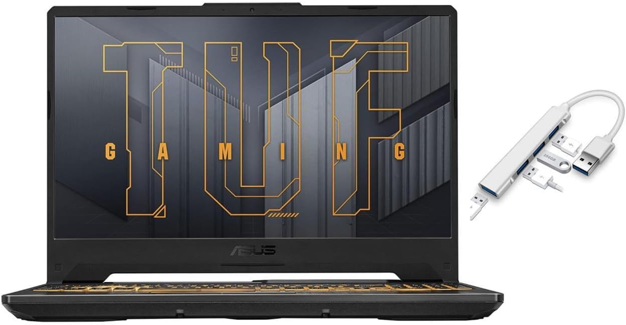 ASUS TUF Gaming 15.6” FHD 144Hz Gaming Laptop | AMD Ryzen 5 7535HS(Beat i7-1355U) | NVIDIA GeForce RTX 3050 | Backlit | Black| 32GB RAM DDR5 | 512GB SSD | Windows 11 Home |Bundle with USB 3.0 Hub