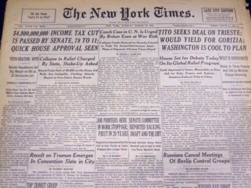 1948 MARCH 23 NEW YORK TIMES – TITO SEEKS DEAR ON TRIESTE – NT 3748