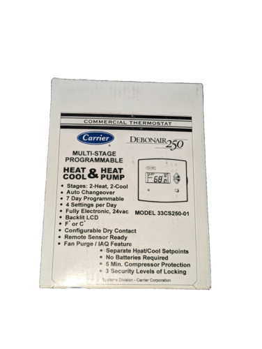 Carrier Multi-Stage Programmable Commercial Thermostat 33CS250-01 Debonair 250