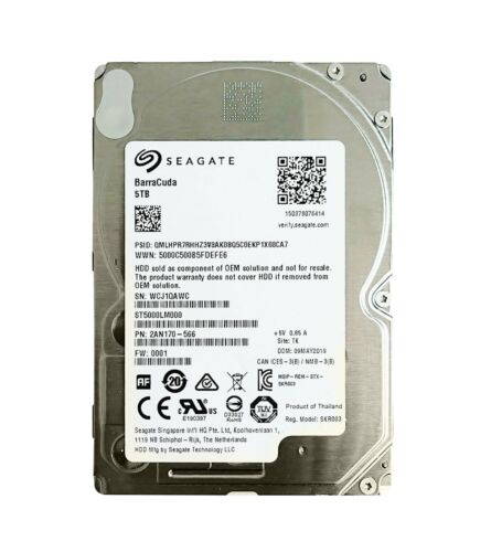 Seagate ST5000LM000 5TB 128MB SATA 6.0Gb/s (15MM) 2.5″ Hard Drive