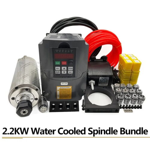 2.2KW Water Cooled Spindle Motor ER20 VFD Bundle Clamp Pump Pipe for CNC Router