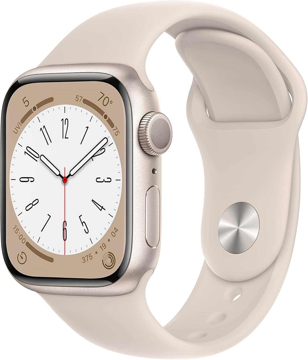 Apple Watch Series 8 [GPS, 41mm] – Starlight Aluminum Case with Starlight Sport Band, S/M (Renewed)