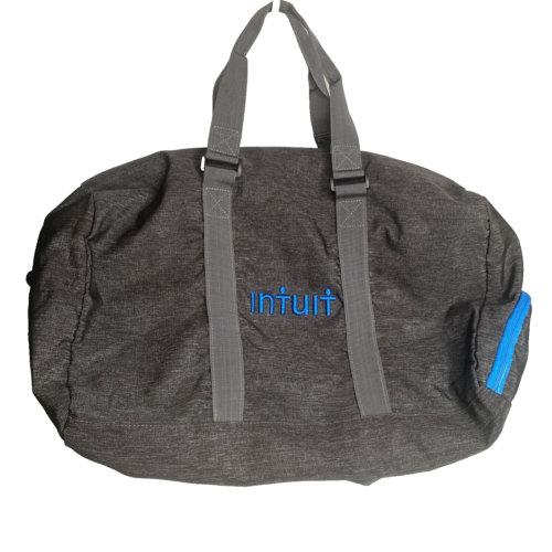 Intuit Large Travel Duffel Bag Grey/Blue Shoes Compartment Lightweight-