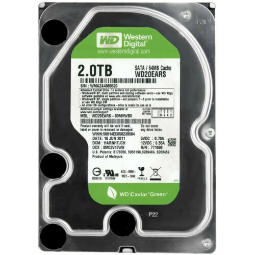 Western Digital Caviar Green WD20EARS-00MVWB0 2TB SATA 3.5″ Internal Hard Drive