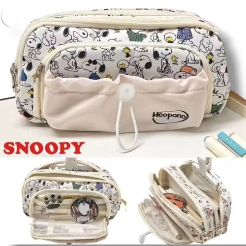 Snoopy Drawstring Large Capacity Multi-Layer PENCIL Case Students Makeup