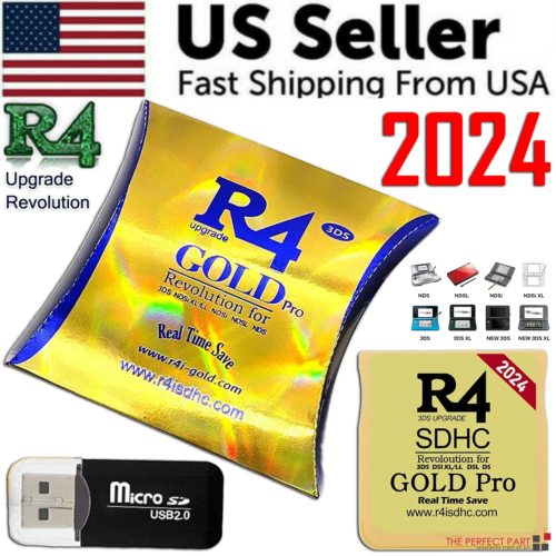 2024 Version R4 Gold Pro SDHC R4i For DS/3DS/2DS Revolution Cartridge + USB