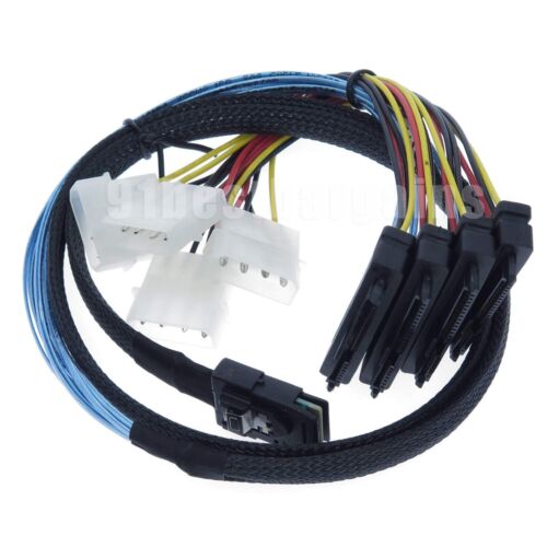 Internal Mini SAS to SAS w/ Molex Power Cable SFF-8087 to 4x SFF-8482 1M