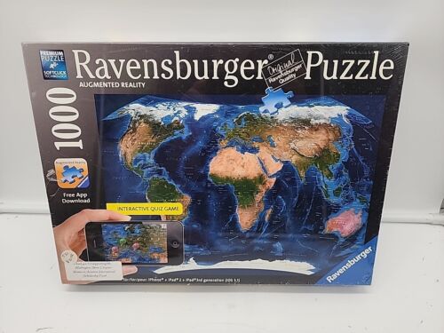 RAVENSBURGER 1000 Piece PUZZLE Augmented Reality World Map Interactive Quiz Game