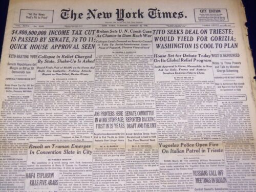 1948 MARCH 23 NEW YORK TIMES – TITO SEEKS TRIESTE DEAL – NT 3385