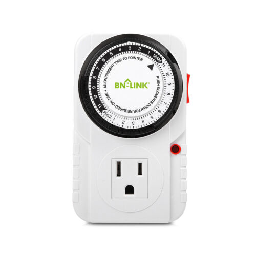 BN-LINK Heavy Duty 24Hour Plug in Mechanical Timer Grounded Programmable Indoor