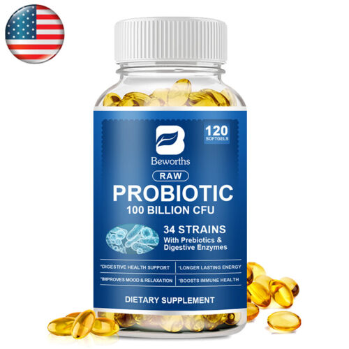 Probiotic Enzyme Capsules 100 Billion CFU Immunity Digestive Support Mood Health