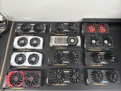 LOT OF 12 GPUS NVIDIA GTX 1070Ti, 1070, R9 390X, GTX 1060, GTX 980 AND MORE!