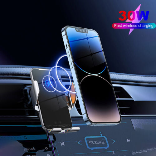 30W Fast Car Wireless Charger Automatic Clamping Phone Holder Mount For Samsung